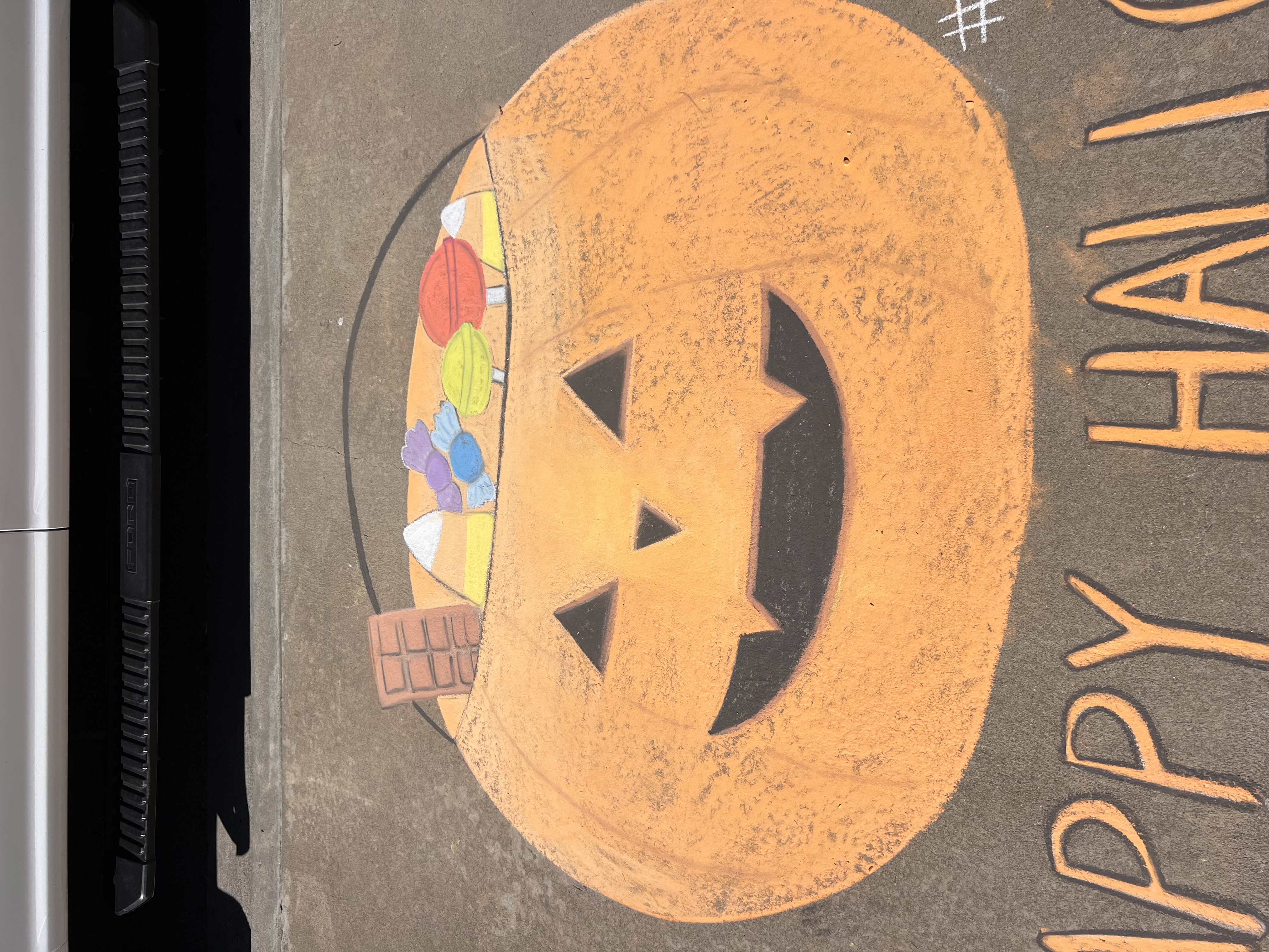 Halloween pumpkin chalk art