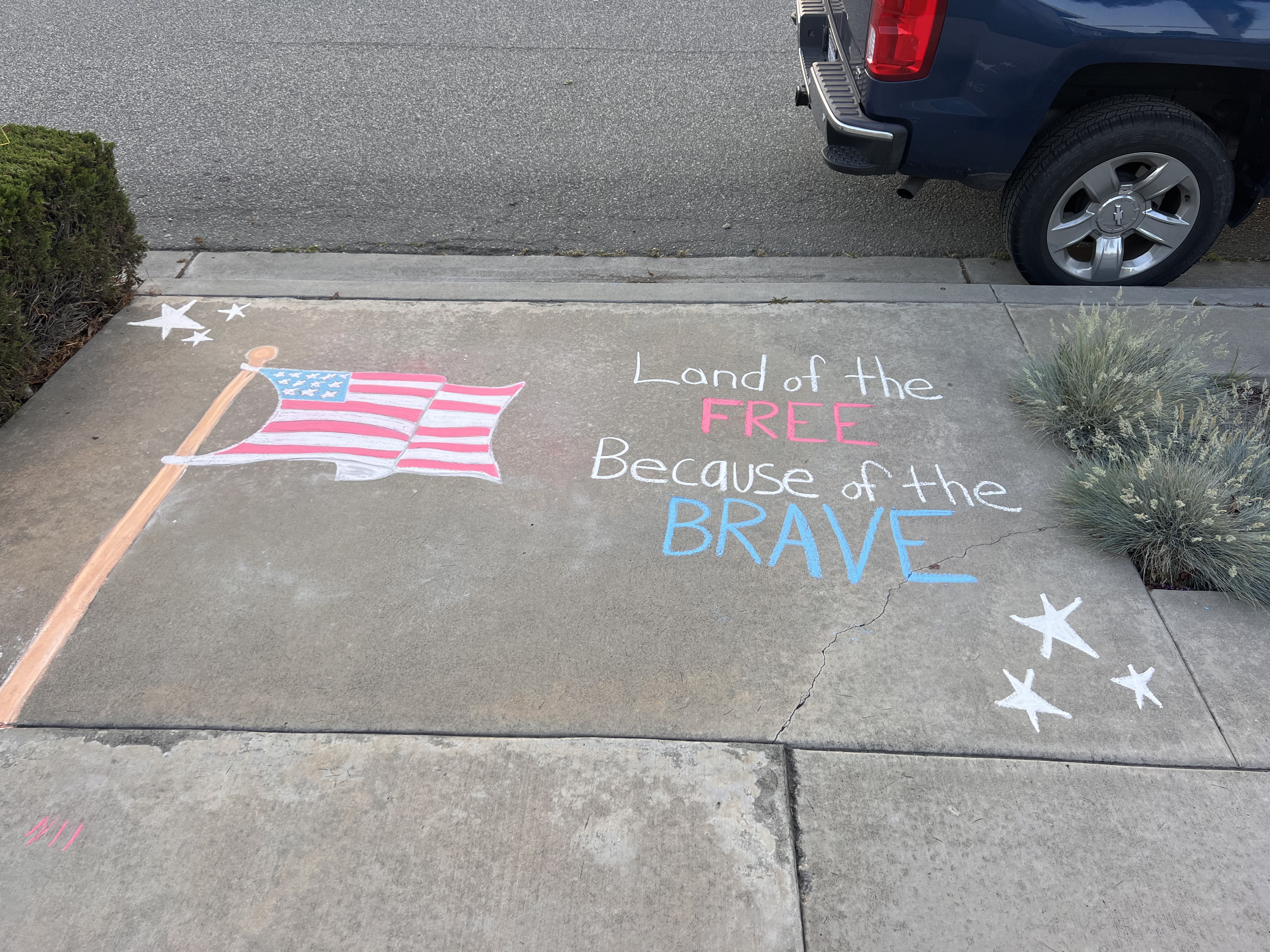American flag chalk art