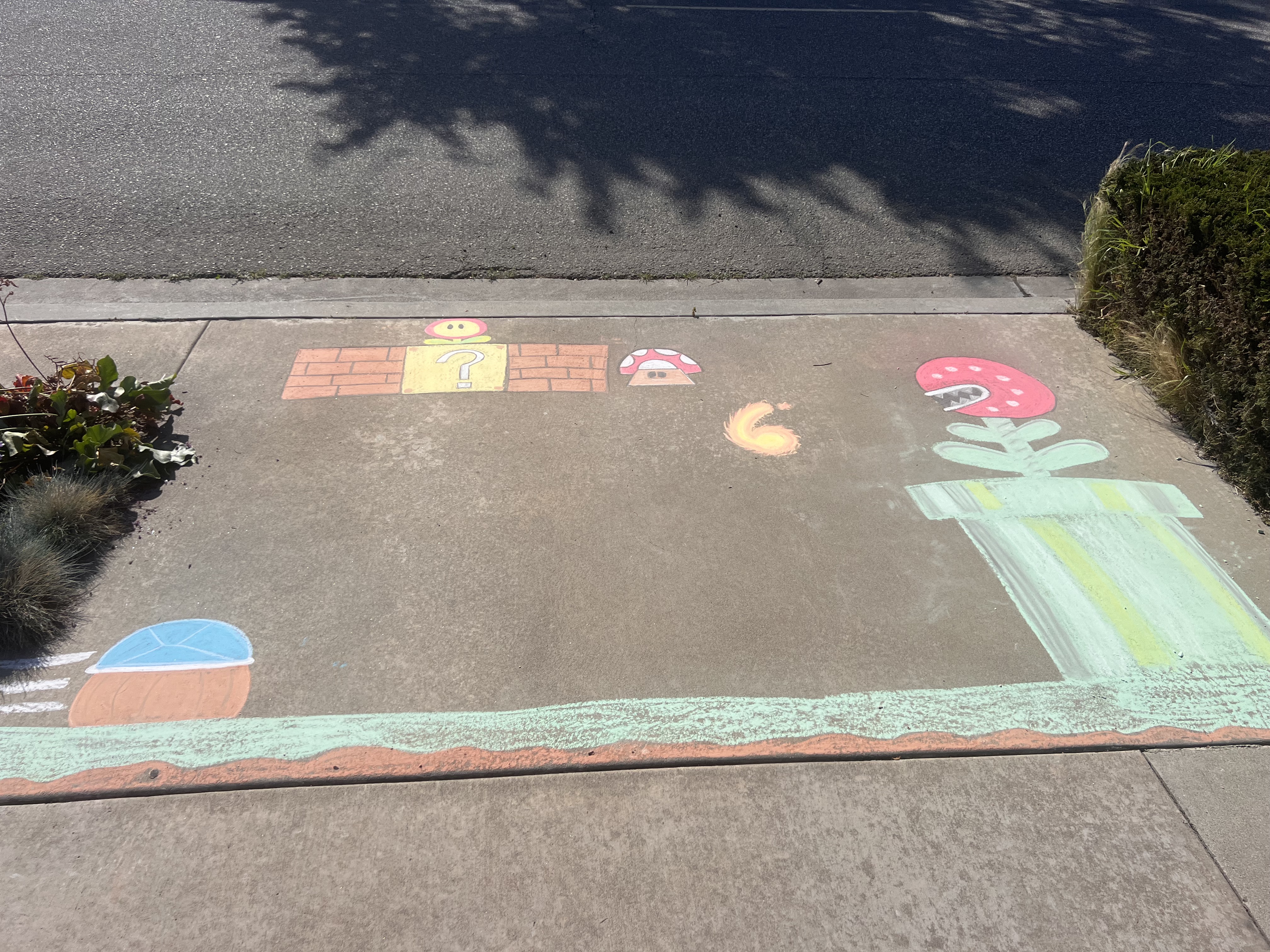 Mario themed chalk art