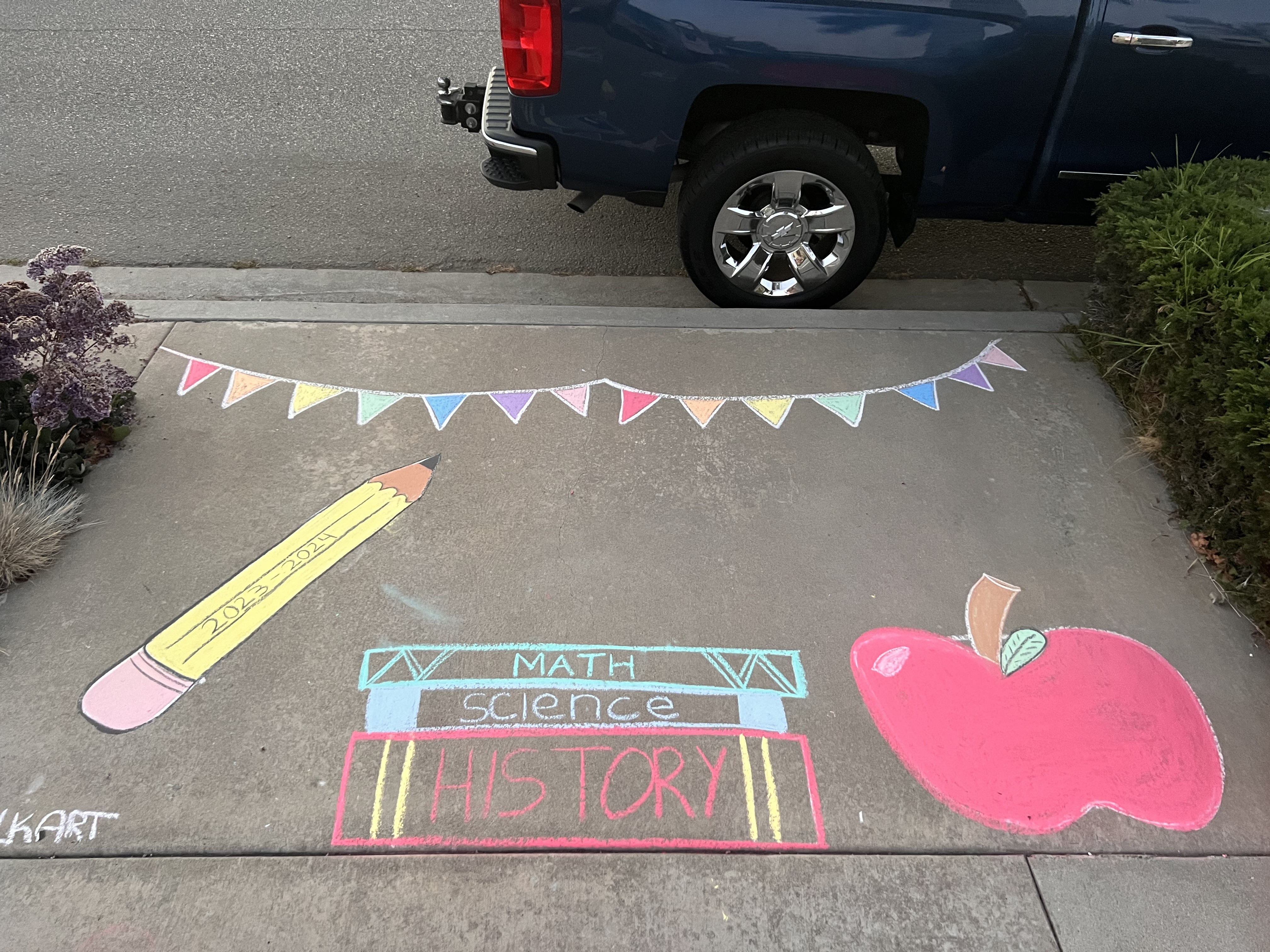 School subjects chalk art